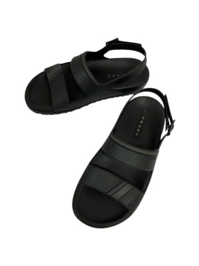Prada Rubber Sandals Shower Strap Logo Black 7